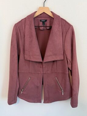 torrid Dusty Rose Suede-Look Open Front Jacket